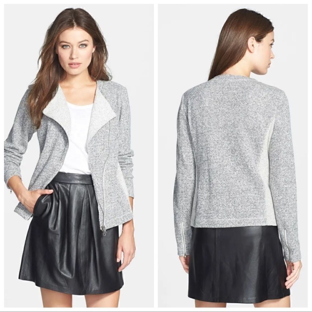 Eileen Fisher Twisted Terry Moto Jacket Gray XS